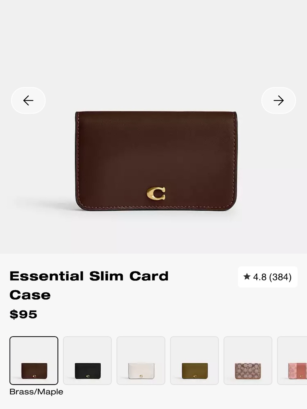 Coach Essential slim card case with Gold 'C' Hardware - Picture 4 of 7